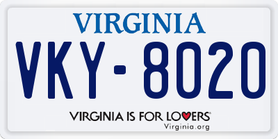 VA license plate VKY8020