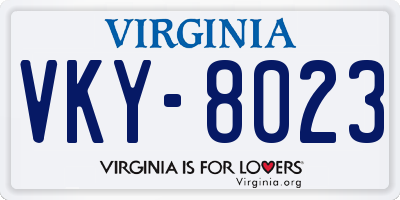 VA license plate VKY8023