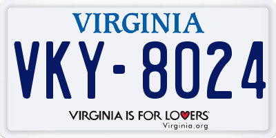 VA license plate VKY8024