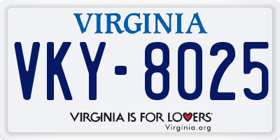 VA license plate VKY8025