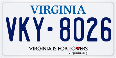 VA license plate VKY8026