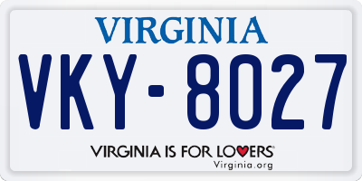 VA license plate VKY8027