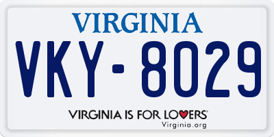 VA license plate VKY8029