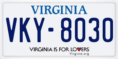 VA license plate VKY8030