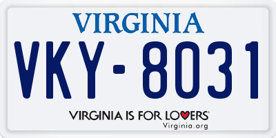 VA license plate VKY8031