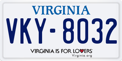 VA license plate VKY8032