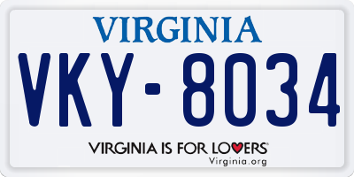 VA license plate VKY8034