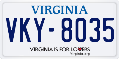 VA license plate VKY8035