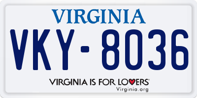 VA license plate VKY8036
