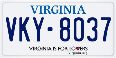 VA license plate VKY8037