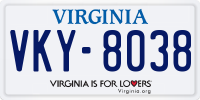 VA license plate VKY8038