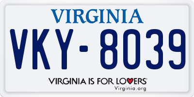 VA license plate VKY8039