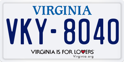 VA license plate VKY8040