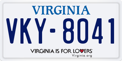 VA license plate VKY8041