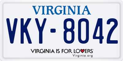 VA license plate VKY8042