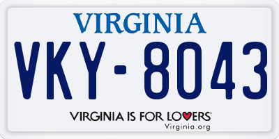 VA license plate VKY8043