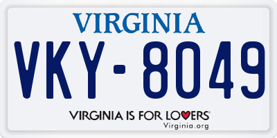 VA license plate VKY8049