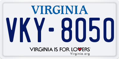 VA license plate VKY8050