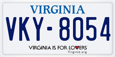 VA license plate VKY8054