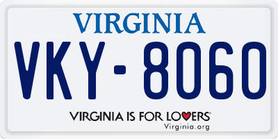 VA license plate VKY8060