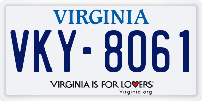VA license plate VKY8061