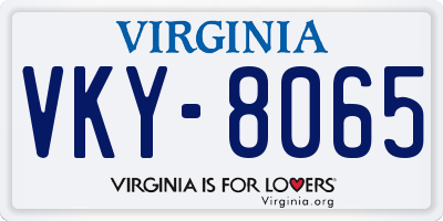 VA license plate VKY8065