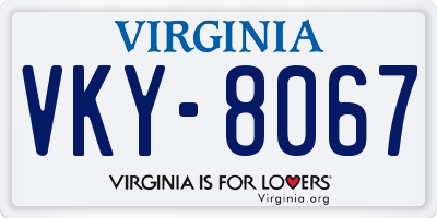 VA license plate VKY8067