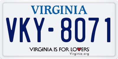 VA license plate VKY8071