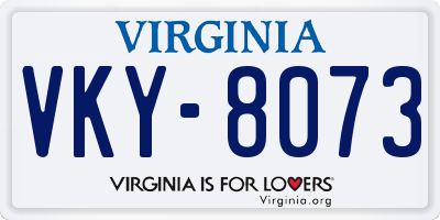VA license plate VKY8073