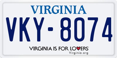 VA license plate VKY8074
