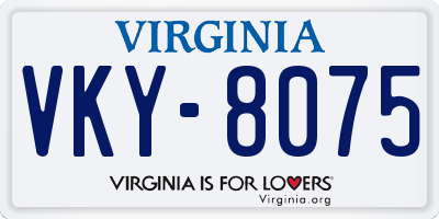 VA license plate VKY8075