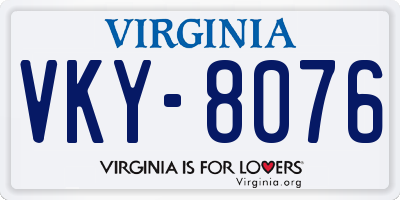 VA license plate VKY8076