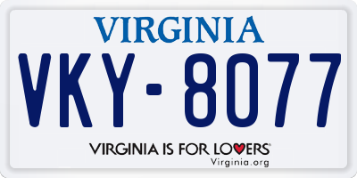 VA license plate VKY8077
