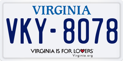 VA license plate VKY8078