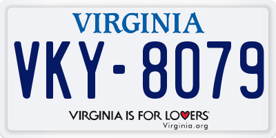 VA license plate VKY8079