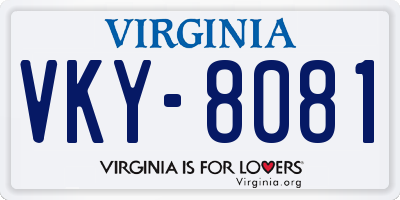 VA license plate VKY8081