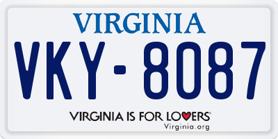 VA license plate VKY8087