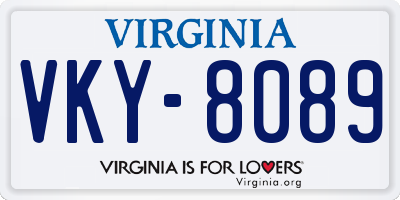 VA license plate VKY8089