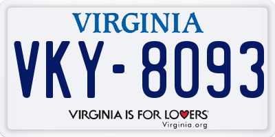 VA license plate VKY8093