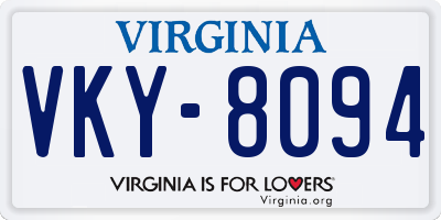 VA license plate VKY8094