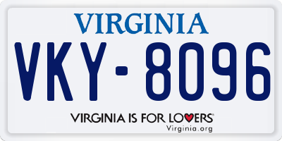 VA license plate VKY8096