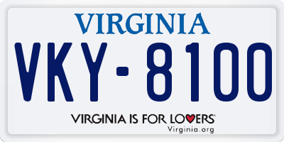 VA license plate VKY8100