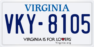 VA license plate VKY8105