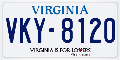 VA license plate VKY8120