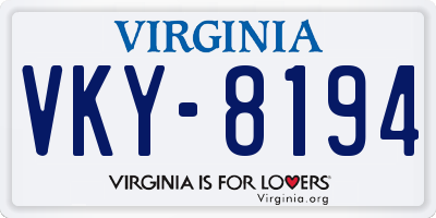 VA license plate VKY8194