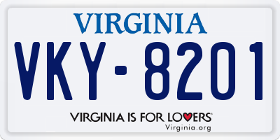 VA license plate VKY8201