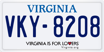 VA license plate VKY8208