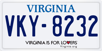 VA license plate VKY8232
