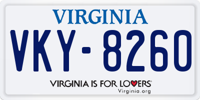 VA license plate VKY8260