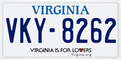 VA license plate VKY8262